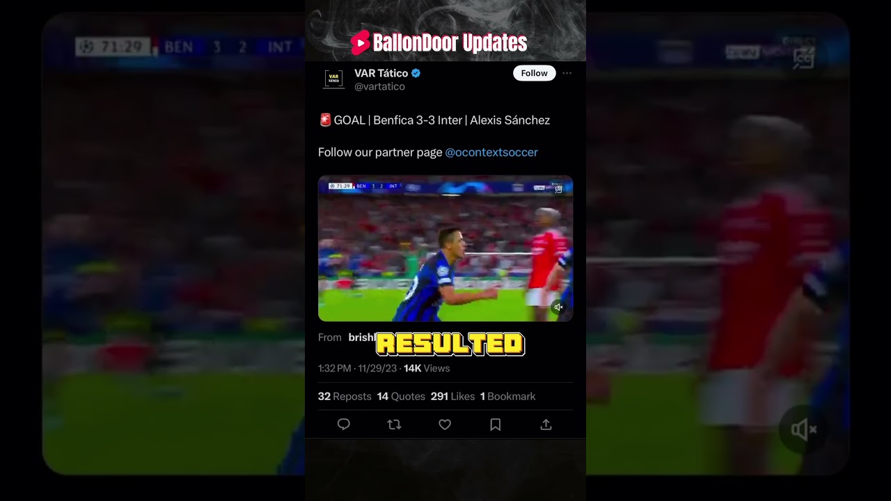 Benfica Vs Inter Milan updates 