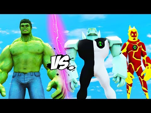 HULK VS BEN 10 - Diamondhead & Heatblast vs Hulk