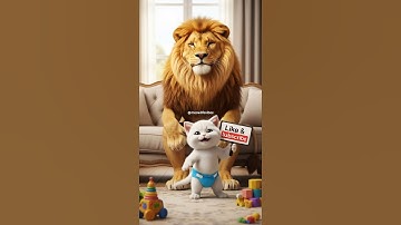 A Roaring Good Time: Lion Papa and Baby Cat’s Playful Lounge Adventure MeowLifeVibes#shortvideo