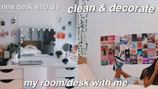 CLEAN & DECORATE my room/desk with me (prep with me for online ...