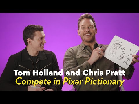 Tom Holland and Chris Pratt Compete in Pixar Pictionary | POPSUGAR Pop Quiz
