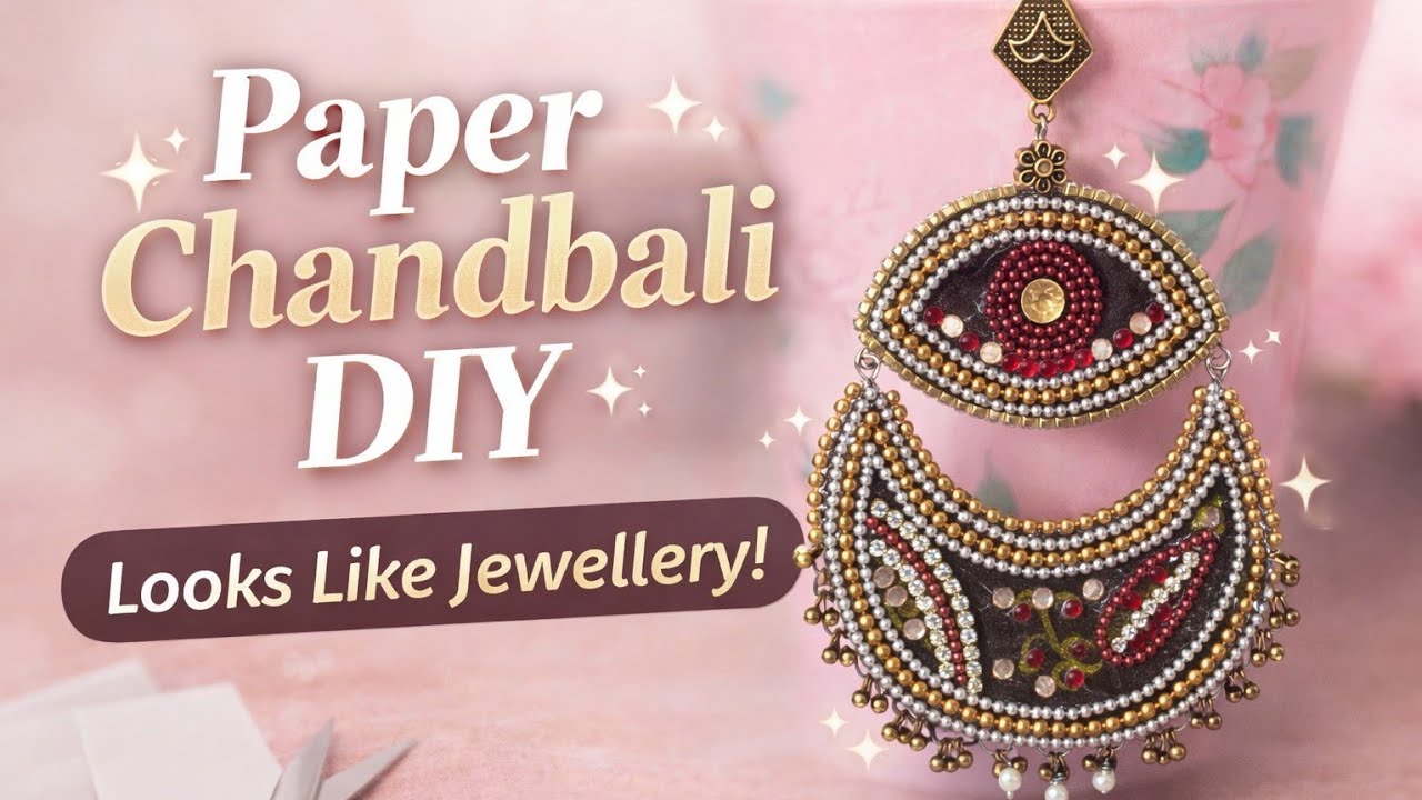 Paper Chandbali Earrings DIY | Super Lightweight & Waterproof | Easy Craft 