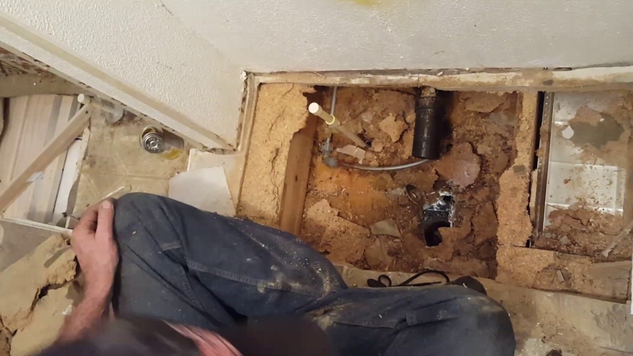 Toilet floor repair - YouTube