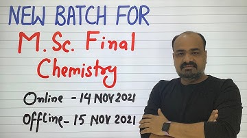 Official Announcement Of Offline Batch For MSc Chemistry By Arun Sir