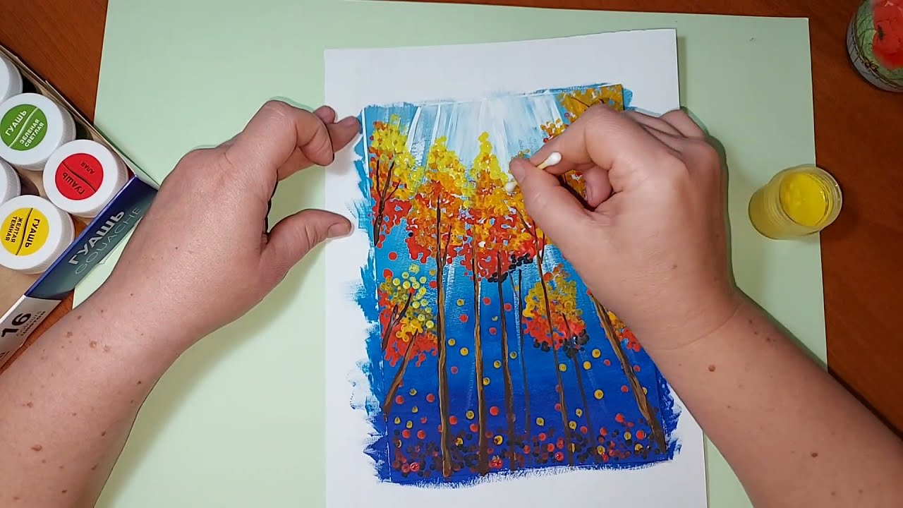 Как нарисовать рисунок ОСЕНЬ/Рисуем гриб МУХОМОР/Уроки рисования для детей