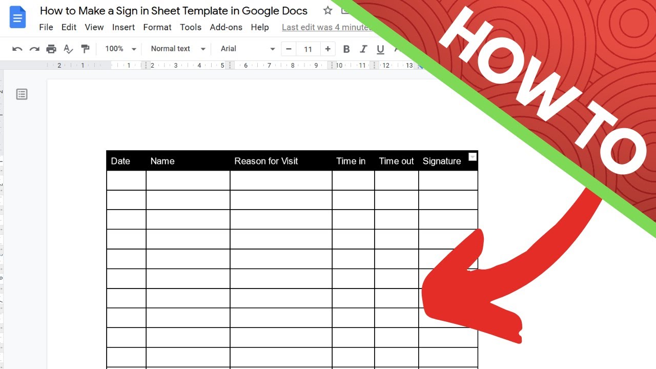 How to Make a Sign in Sheet Template in Google Docs 