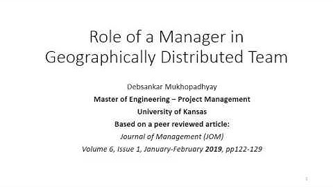 Role of a Manager in Geographically Distributed Team