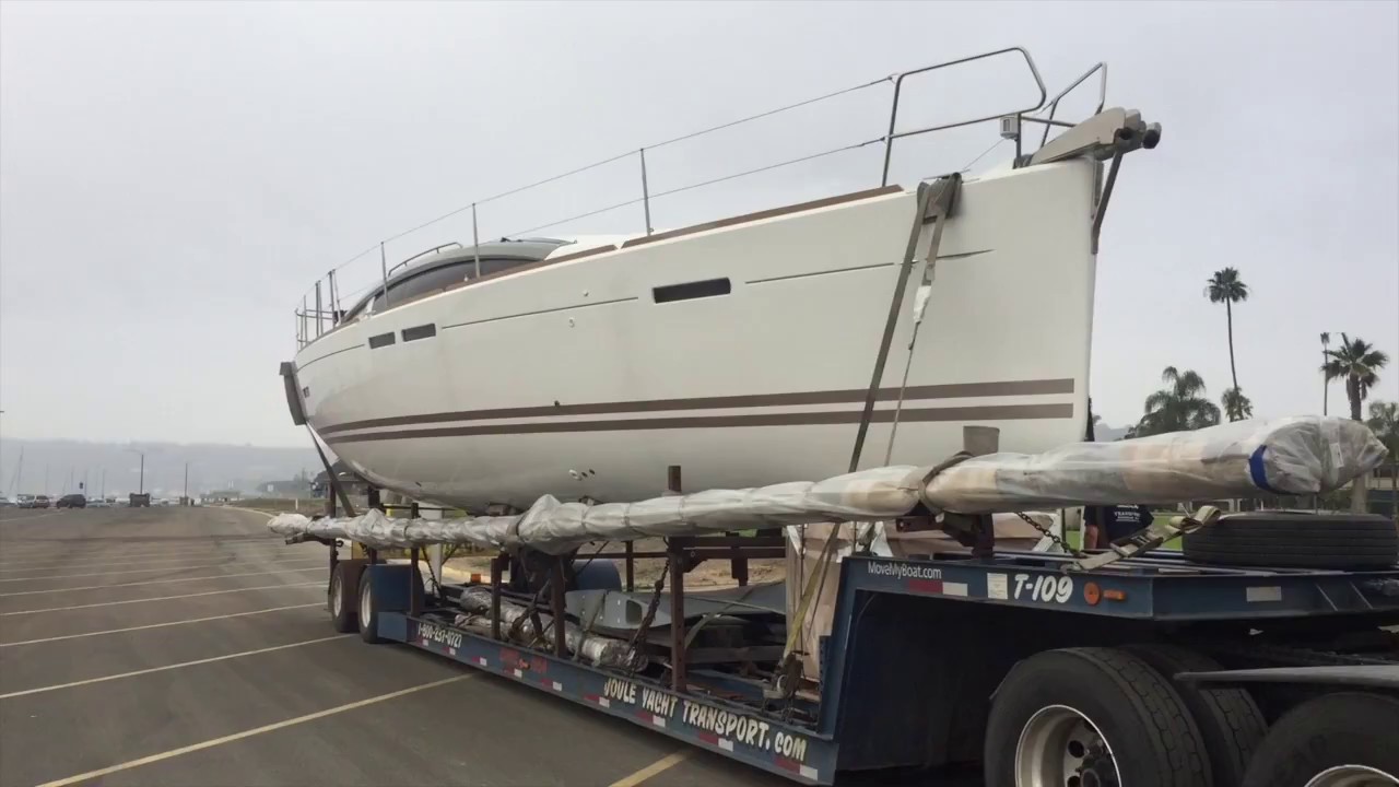 Jeanneau 44 Deck Salon arriving to San Diego, California on a Truck By: Ian Van Tuyl