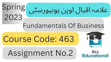 AIOU Code 463 Solved Assignment No.2 Spring 2023 ||Fundamentals Of Business || Level: BA/ B.Com