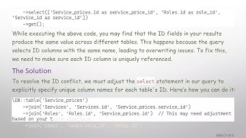 Resolving Laravel Join Query ID Conflicts