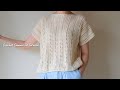かぎ針編み 透かし模様半袖プルオーバーの編み方 [hus:] コットン糸 オーバーサイズ ボートネックCrochet Summer Tee Tutorial