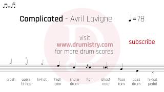 Avril Lavigne - Complicated Drum Score chords