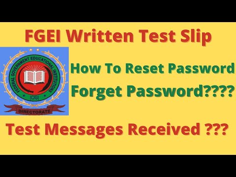 FGEI  Written Test Roll No Slip | How to Reset Password | Forget Password | Test Messages From fgei