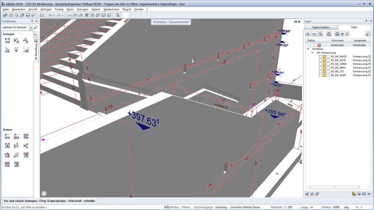 ALLPLAN Add On 3D Bemassung - Treppe - YouTube