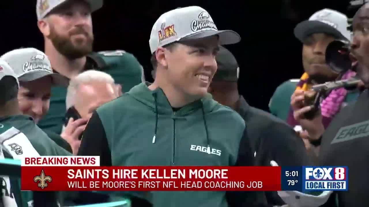 Saints hire Eagles OC Kellen Moore, 36, as their 19th head coach - YouTube