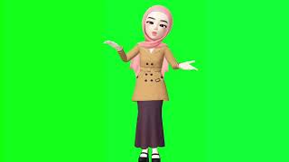 Green Screen Animasi guru muslimah berbicara