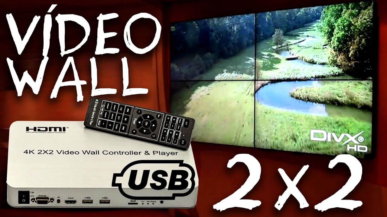 Instalando Vídeo Wall 2x2 4 Telas com USB | Como Aumentar imagem em 4 TVs