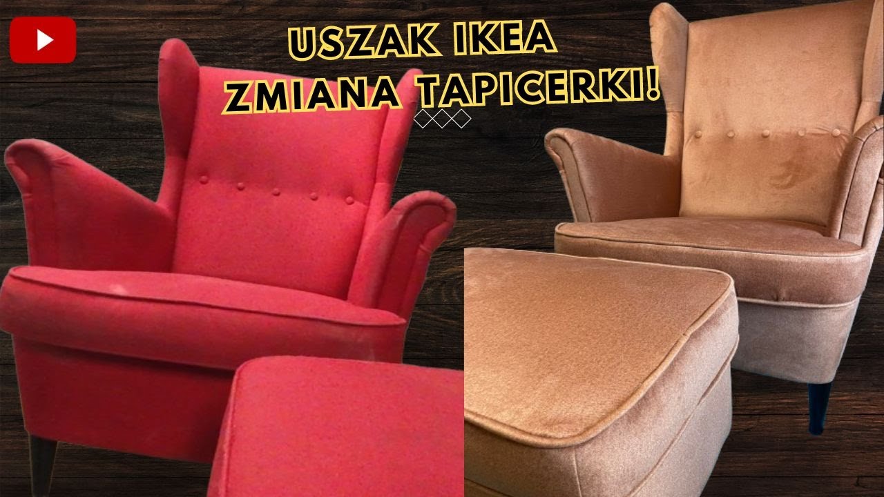 Uszak STRANDMON + Pufa z Ikei - Zmiana Tapicerki || Fotel Jak Nowy!;)