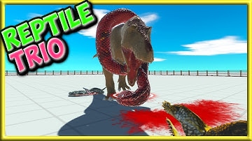 Reptile Trio(Titanoboa+Anaconda+Crocodile) vs Every Unit - Animal Revolt Battle Simulator Gameplay