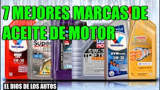 7 MEJORES MARCAS DE ACEITE DE MOTOR