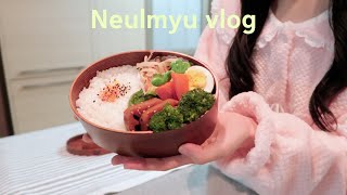 ENG) VLOG Person Living Alone in Korea, Packing Fire Noodle Tortilla Wrap and Dumpling Lunch Box 🍱