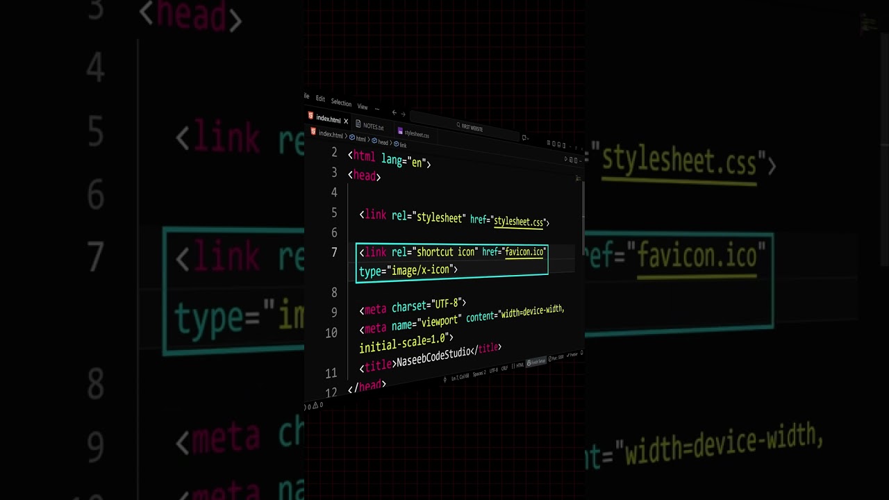 WEBSITE ICON | HOW TO SET FAV ICON | FAVOURITE ICON | HTML CSS PART 1
