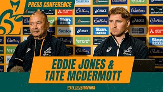 Eddie Jones & Tate McDermott before Bledisloe Cup 2 in Dunedin | Press Conference