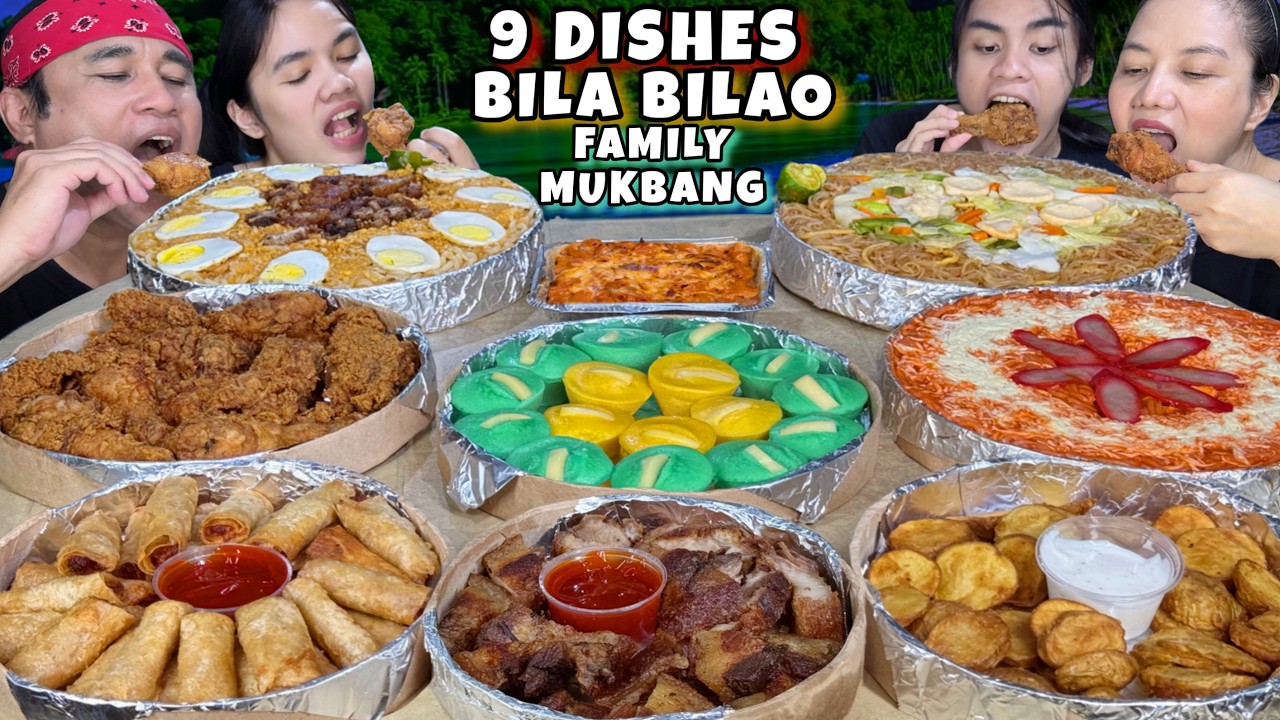 9 Dishes Bilao Family Mukbang Pinoy Mukbang