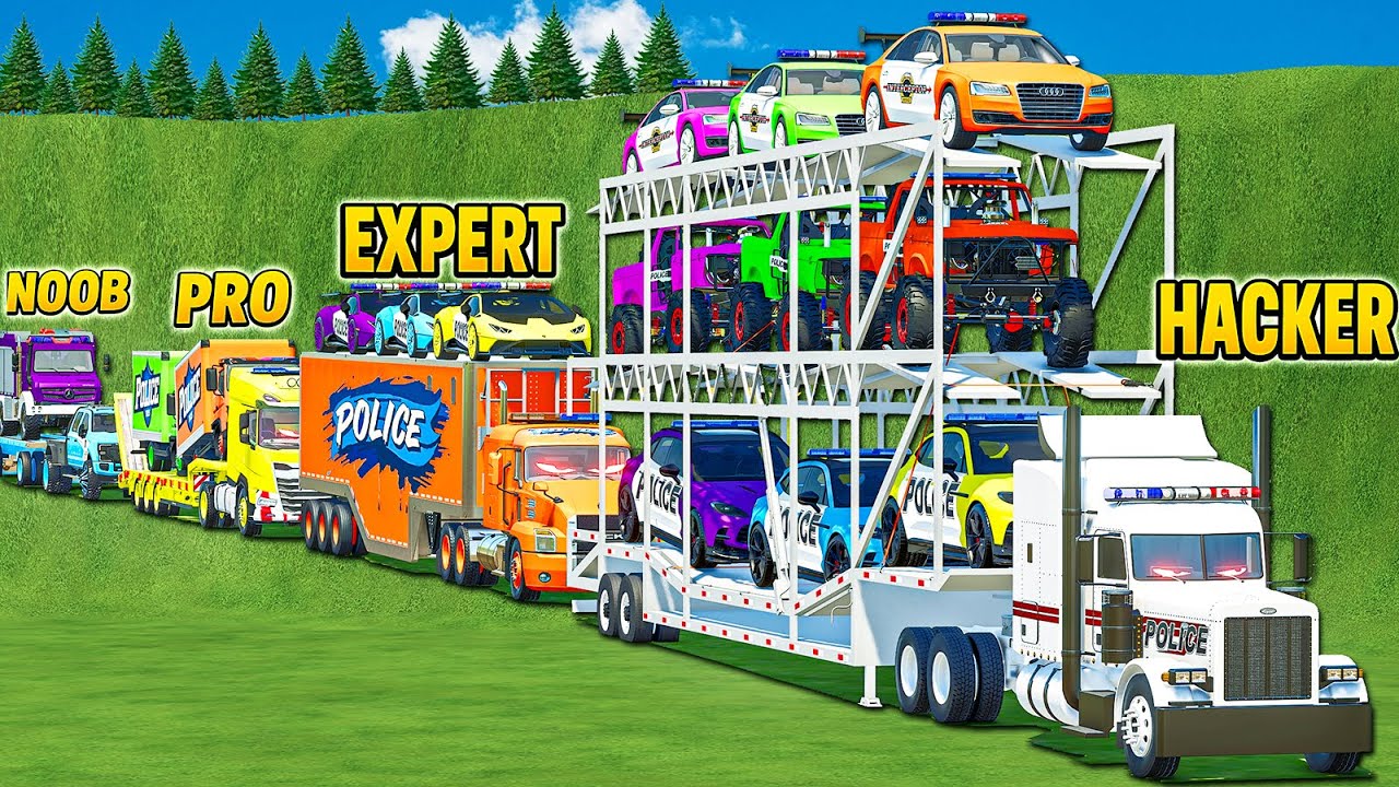 NOOB VS PRO VS EXPERT VS HACKER TRANSPORT BATTLE! FARMING SIMULATOR 25