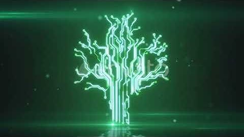 Green Circuit Board Electronic Hi-tech Growing Tree | Motion Graphics - Envato elements
