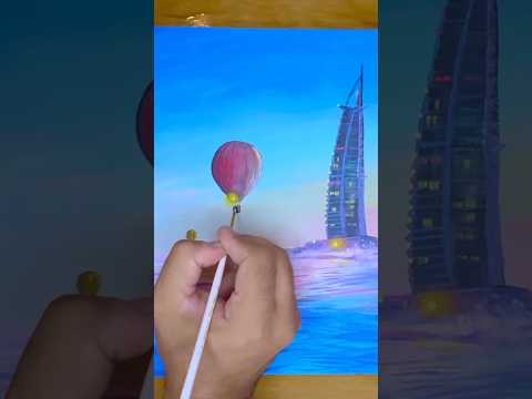 Dubai landscape painting #art #painting #acrylicart #dubai #burjalarab #shorts