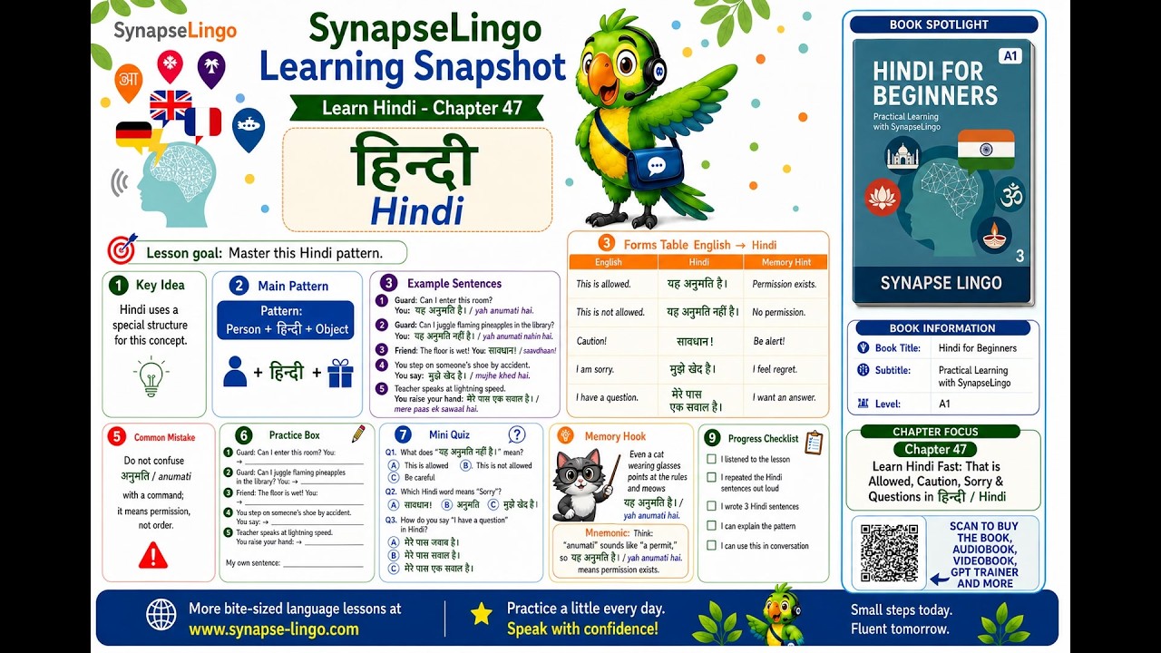 Hindi learn A1 Book 3 Ch.47: simple Hindi phrases | quick speaking ...