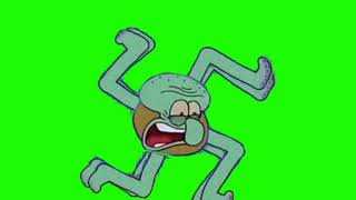 Squidward Running Green Screen