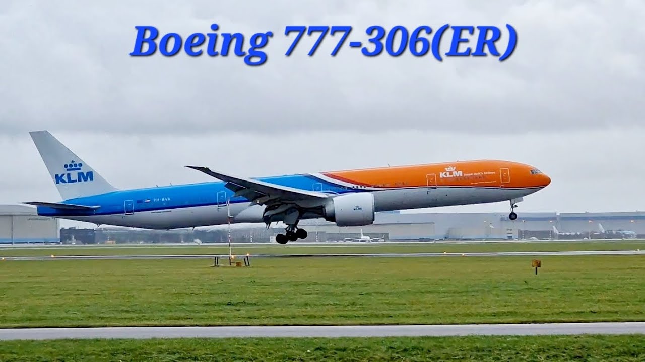 KLM Orange Pride Livery Boeing 777306(ER) landing in heavy wind at