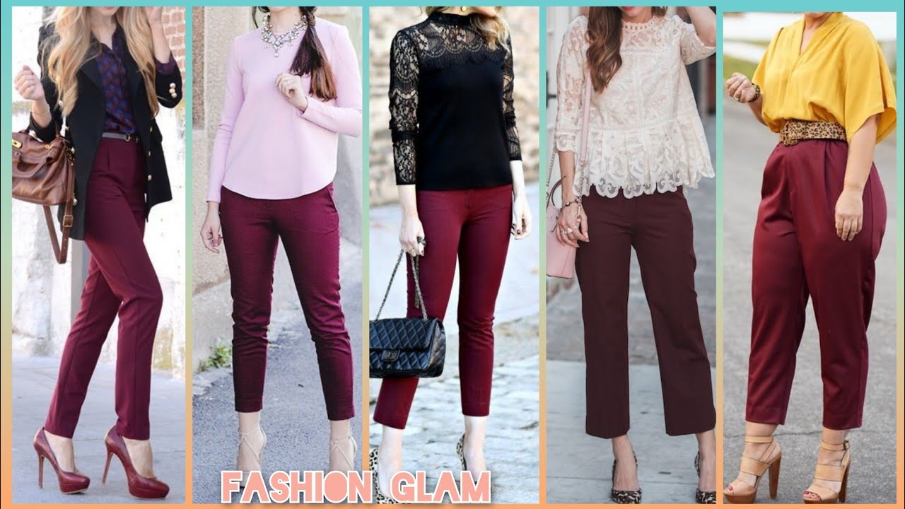 Buy Women Maroon Solid Formal Regular Fit Trousers Online - 703129 | Van  Heusen