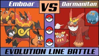 EMBOAR vs. DARMANITAN - Evolution Line Battle(Pokémon Sun/Moon)
