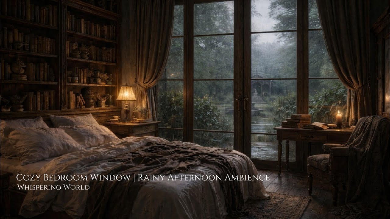 Cozy Bedroom Window | Rainy Afternoon Ambience | ASMR