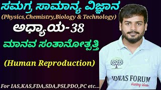 Complete General Science-Biology|C-38 Human Reproduction in Kannada by Sanjaykumar H P.