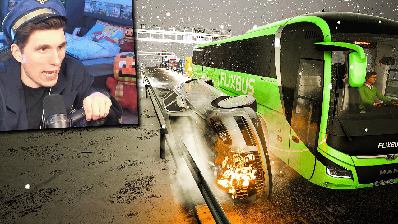 Glatteisunfall auf der AUTOBAHN – Fernbus Simulator