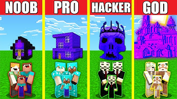 Minecraft Battle: PORTAL HOUSE BUILD CHALLENGE - NOOB vs PRO vs HACKER vs GOD / Animation NETHER