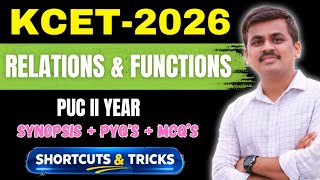 KCET 2026 || 2nd pu RELATIONS AND FUNCTIONS KCET IMPORTANT QUESTIONS II YEAR