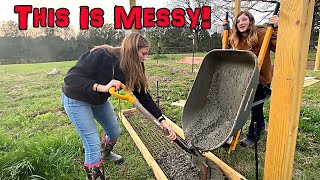 Concrete FAIL!  Putting The Girls To Work On The Predator Proof Chicken Coop Build.