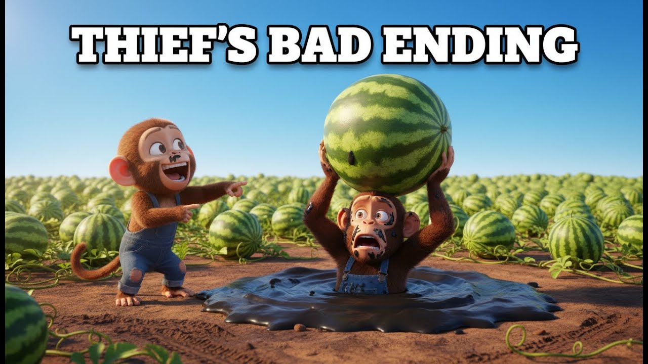 🐒 Monkey Farmer Drives Tractor, Animal Rescue, Funny Farm Cartoon: Olac Steals Watermelon!