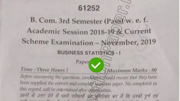2019 Mdu BCom Pass 3rd Sem Business Statistics Question Paper