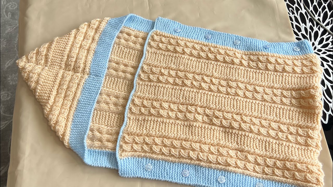 Hand knitted baby sleeping bag (blanket) tutorial