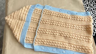 Hand knitted baby sleeping bag blanket tutorial