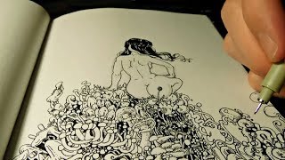 Upon the Sídh (Time-lapse Drawing) ~ Doodle Art with Fineliners amid Commentary