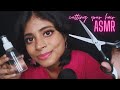 Indian asmr  indian girl gives you a haircut  personal attention whispering face touching