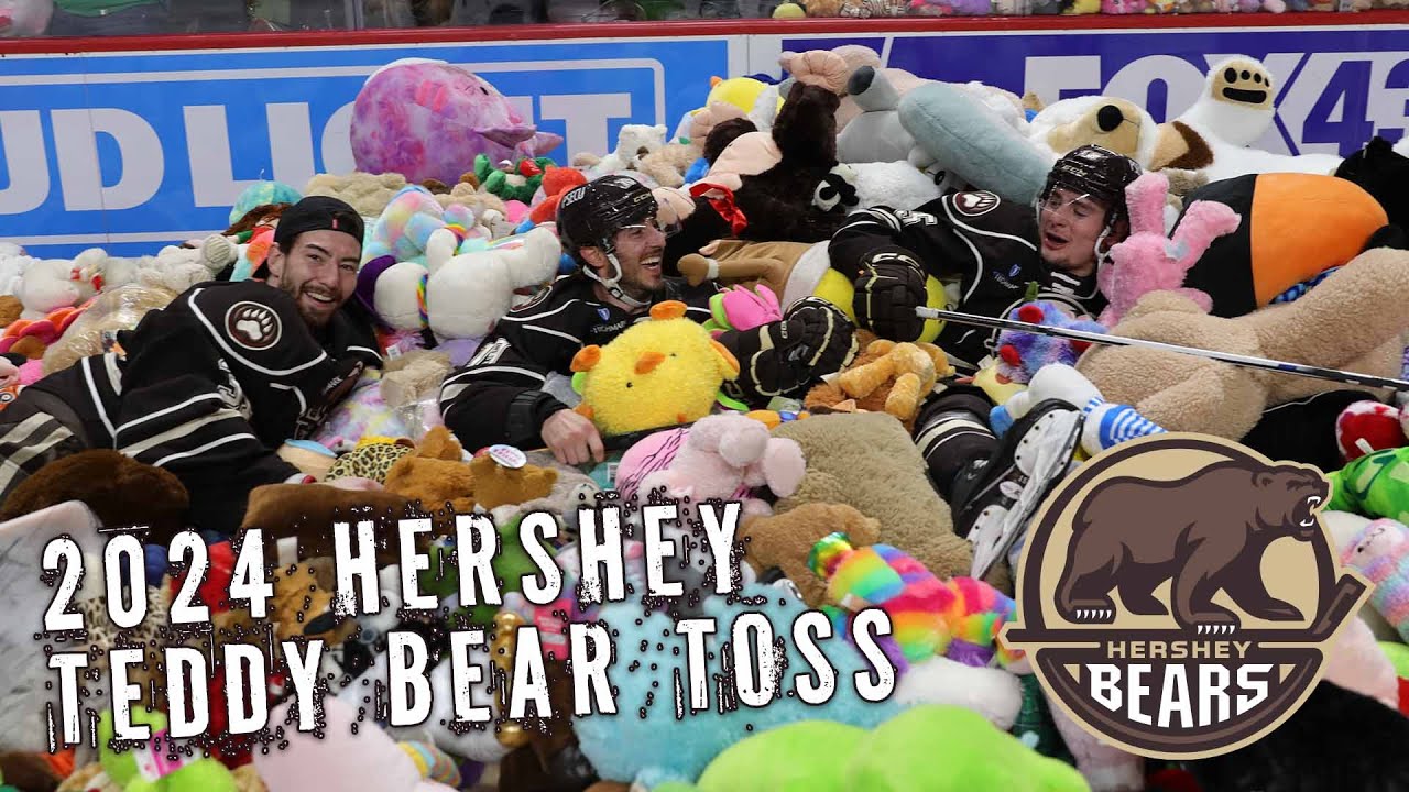 Hershey Bears 2024 GIANT Teddy Bear Toss Goal YouTube