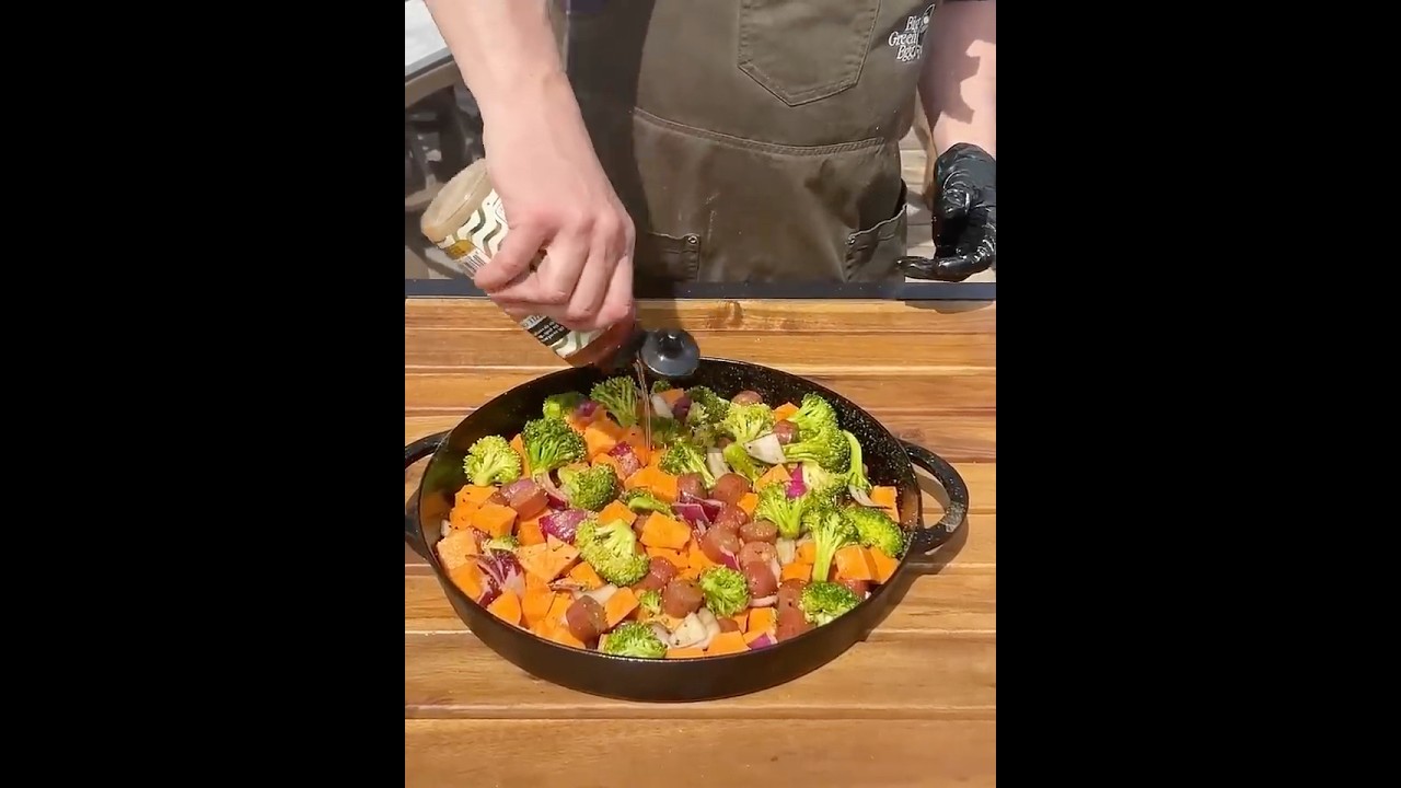 Chicken Apple Sausage Bake on the Big Green Egg | Video Recipe